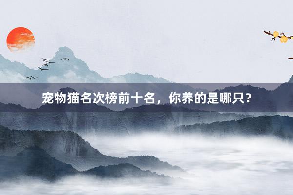 宠物猫名次榜前十名，你养的是哪只？